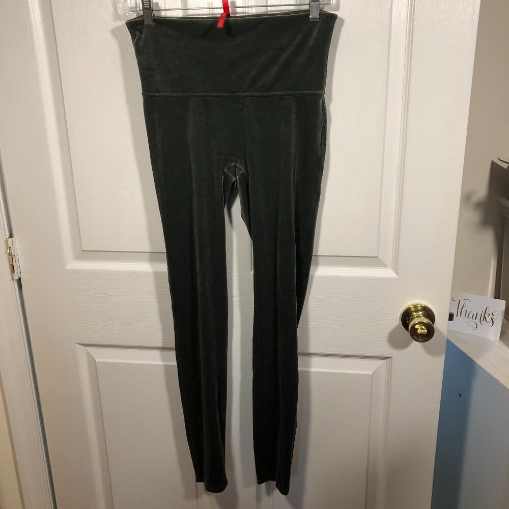 Spanx women green shimmery legging, size Large